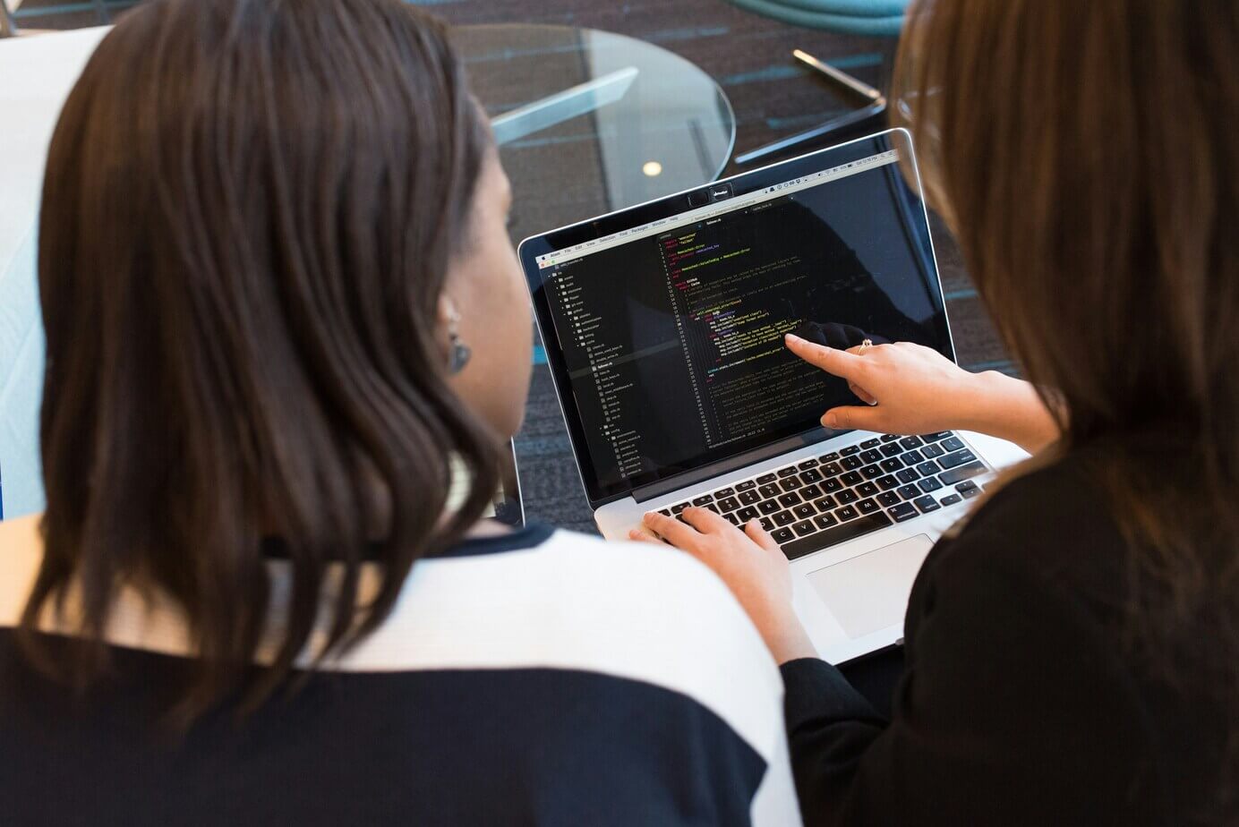 Team collaborating in office conference room
